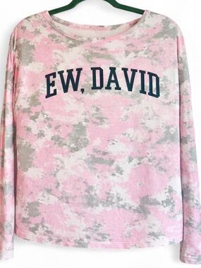 EW, DAVID Pink & Gray Tie-Dye Long Sleeve Top
